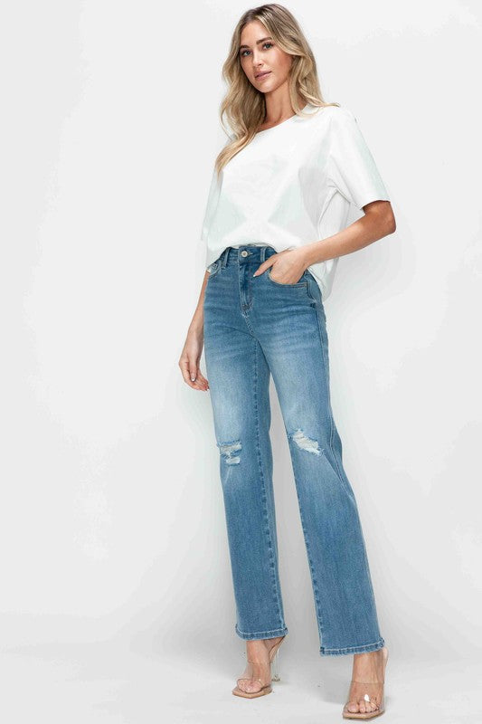 bytos Full Size Distressed High Rise Straight Jeans Apparel Apparel bytos Ship from USA TikTok Trendsi Trendsi https://www.cyberehub.com