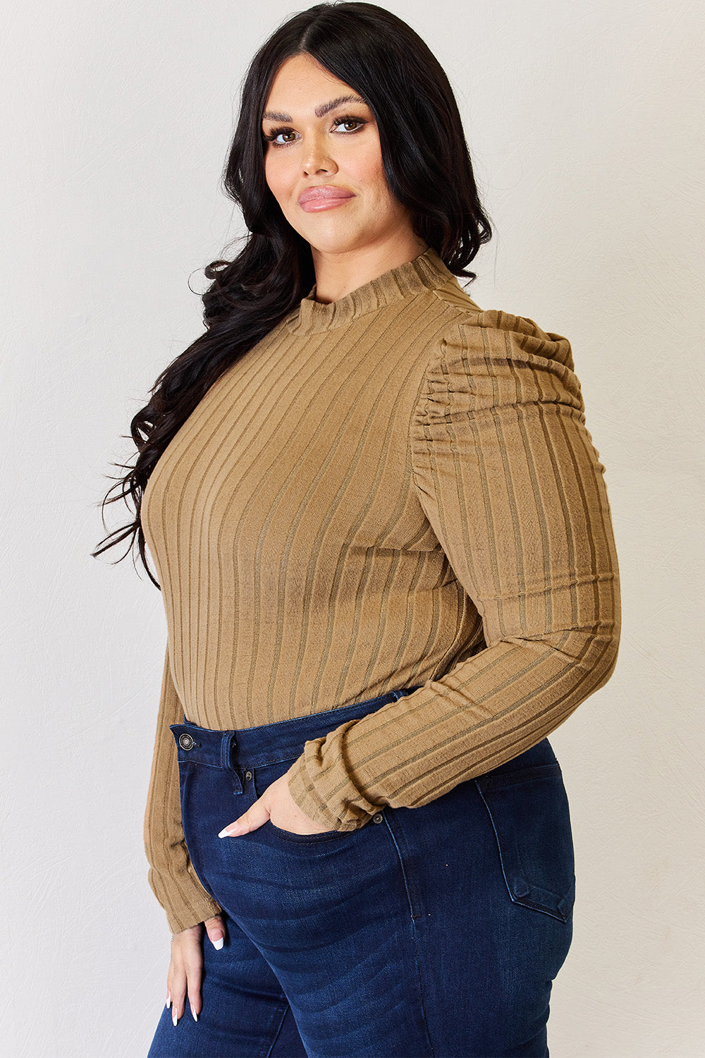 Basic Bae Full Size Ribbed Mock Neck Puff Sleeve T-Shirt Apparel/Tops Basic Bae Ship from USA TikTok Tops Trendsi USPS Walmart Walmart Apparel Trendsi https://www.cyberehub.com