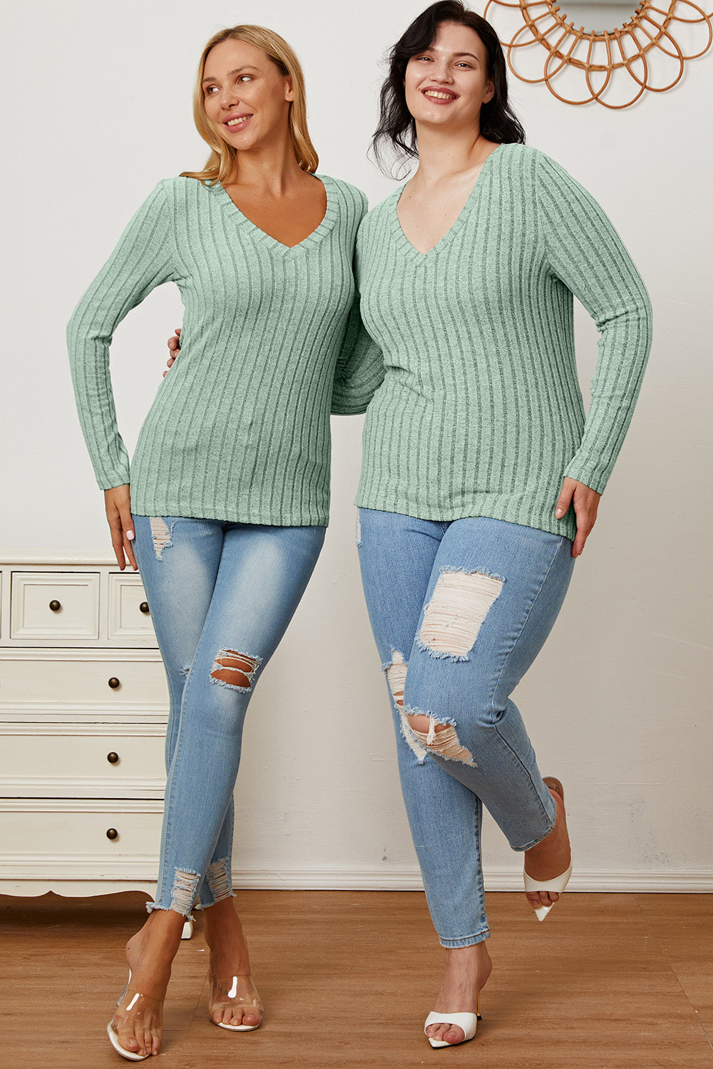 Basic Bae Full Size Ribbed V-Neck Long Sleeve T-Shirt Apparel/Tops Basic Bae Ship from USA TikTok Tops Trendsi USPS Walmart Walmart Apparel Trendsi https://www.cyberehub.com