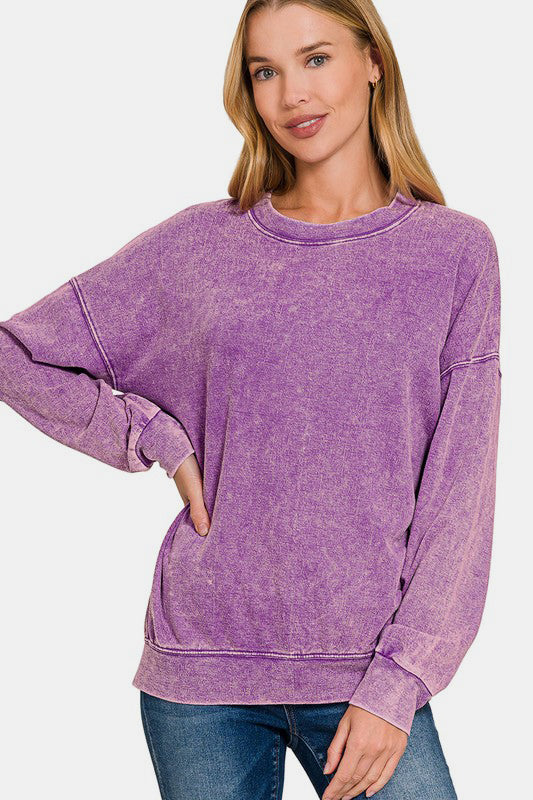 Zenana Washed Round Neck Dropped Shoulder Sweatshirt Apparel Apparel Ship from USA TikTok Trendsi Zenana Trendsi https://www.cyberehub.com