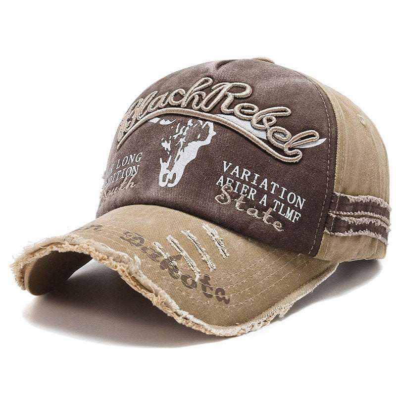 Vintage Embroidered Letter Washed Baseball Cap Coffee Color With Beige Brim Adjustable Apparel/Hat CJ Hat Ship From China CJ https://www.cyberehub.com