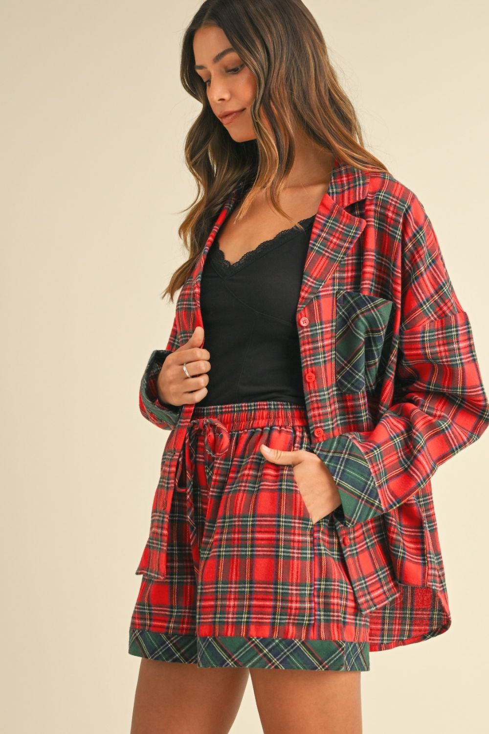 Annie Wear Contrast Plaid Long Sleeve Top and Shorts Set Apparel Annie Wear Apparel Ship from USA TikTok Trendsi Trendsi https://www.cyberehub.com