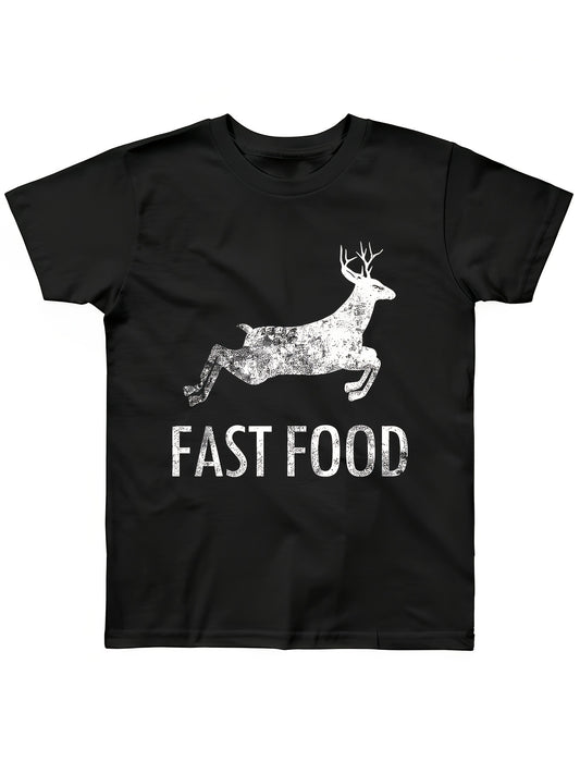 Interesting Joke Hunting Shirt - Men's Front Printed Short Sleeved T-shirt Top - Fast Food Deer - Gift For Hunters Apparel/Shirt/Graphic Shirt SNULLO https://www.cyberehub.com