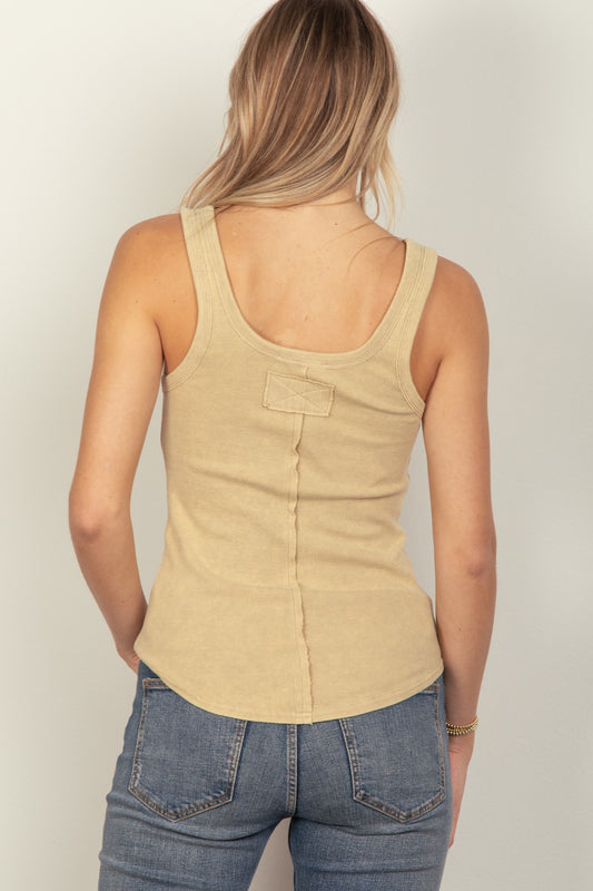VERY J Washed Ribbed Tank with Placket Detail Tops/Jackets/Sweaters Clothing Tops Ship from USA TikTok Trendsi USPS VERY J Walmart Trendsi https://www.cyberehub.com
