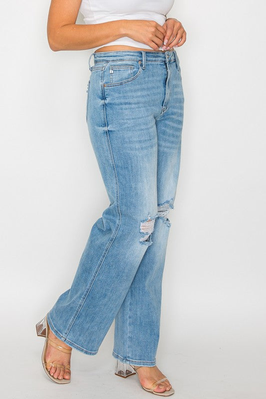 bytos Full Size Distressed High Rise Straight Jeans Apparel Apparel bytos Ship from USA TikTok Trendsi Trendsi https://www.cyberehub.com