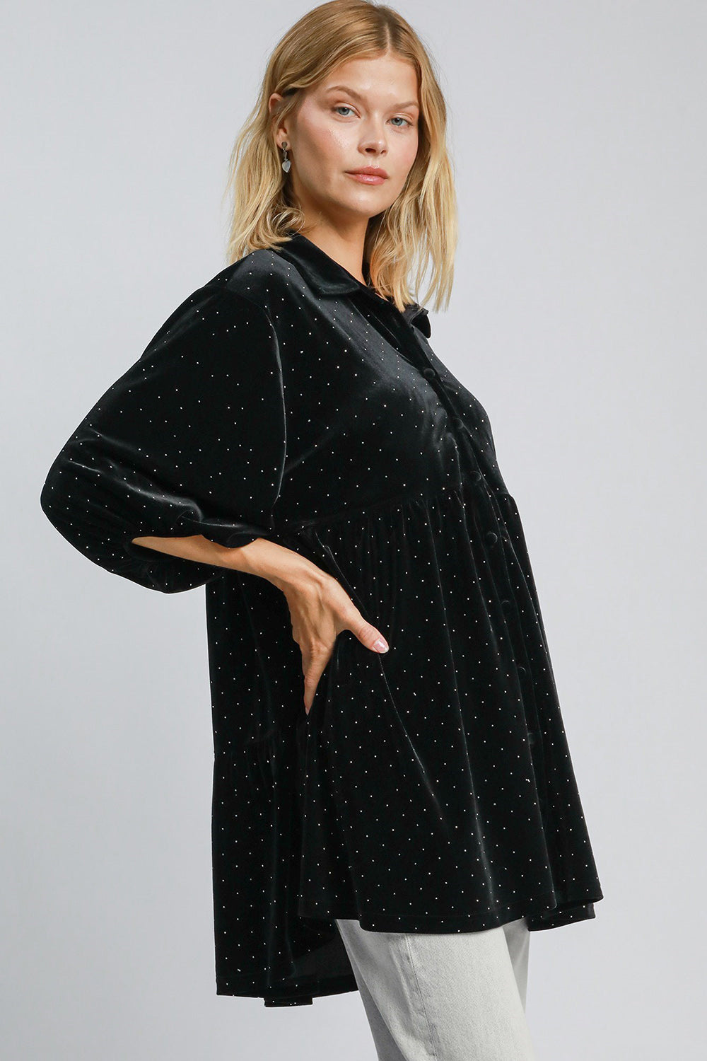 Umgee Full Size Polka Dot Button Up Half Sleeve Shirt Apparel/Tops Ship from USA TikTok Tops Trendsi Umgee USA USPS Walmart Walmart Apparel Trendsi https://www.cyberehub.com