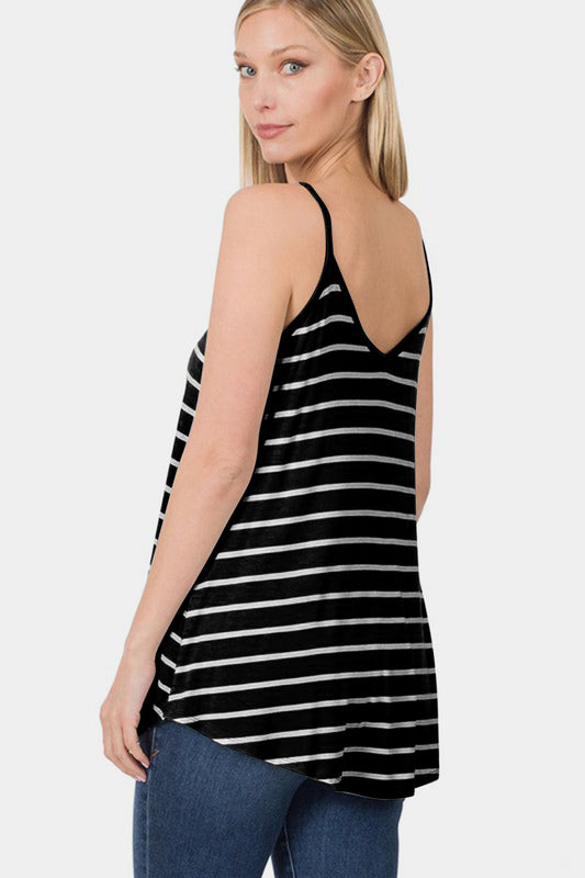 Zenana Striped V-Neck Curved Hem Cami Apparel/Tops Ship from USA TikTok Tops Trendsi USPS Walmart Walmart Apparel Zenana Trendsi https://www.cyberehub.com