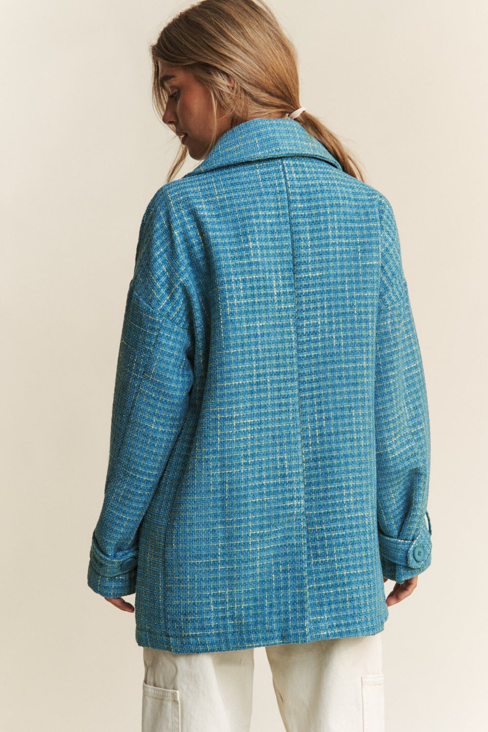 J.NNA Tweed Double-Breasted Long Sleeve Coat Shirt Apparel Clothing Tops J.NNA Ship from USA Shirts USA Women Trendsi https://www.cyberehub.com
