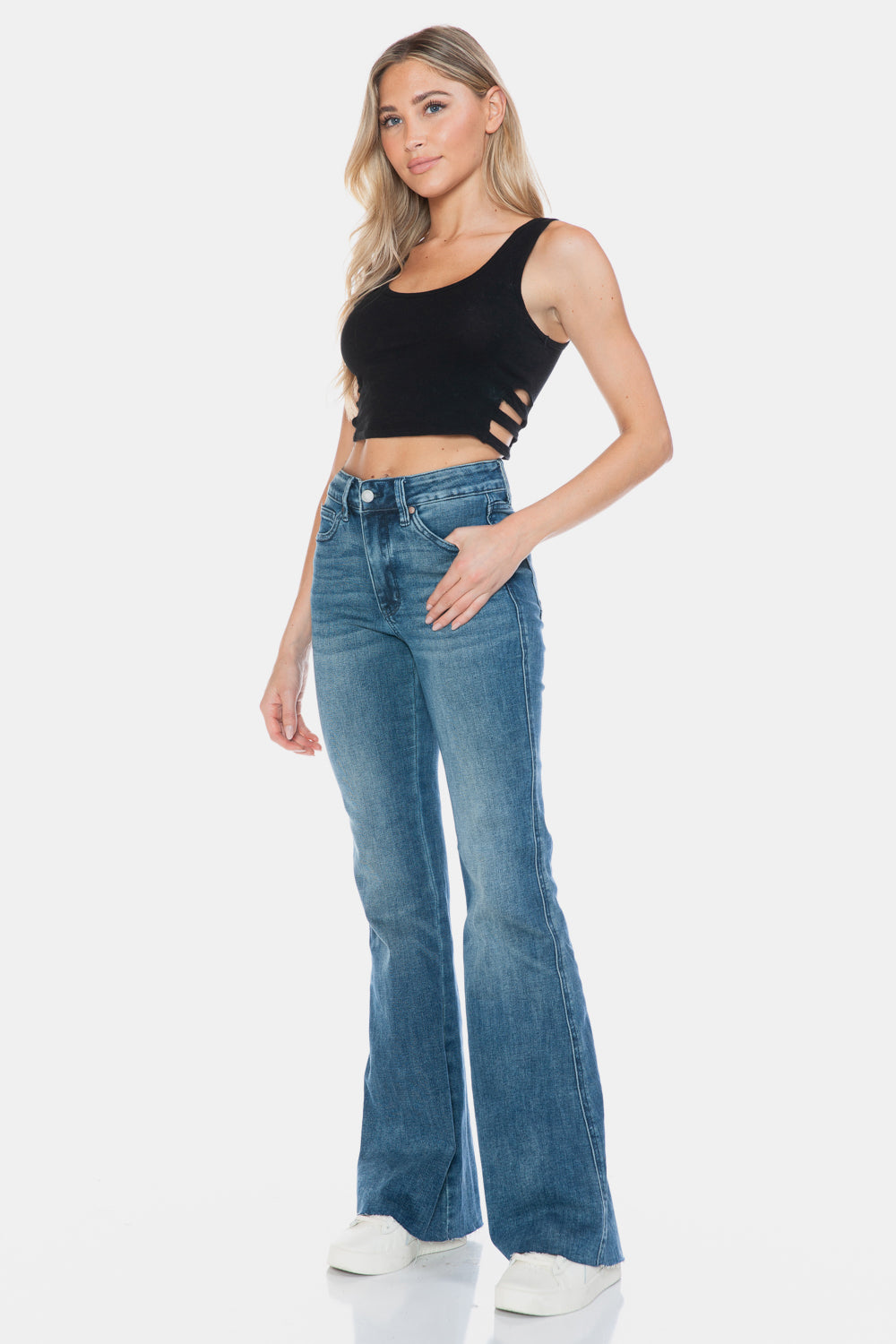 Judy Blue Full Size Tummy Control Cut Hem Flare Jeans Bottoms Bottoms Clothing Judy Blue Ship from USA Women Trendsi https://www.cyberehub.com