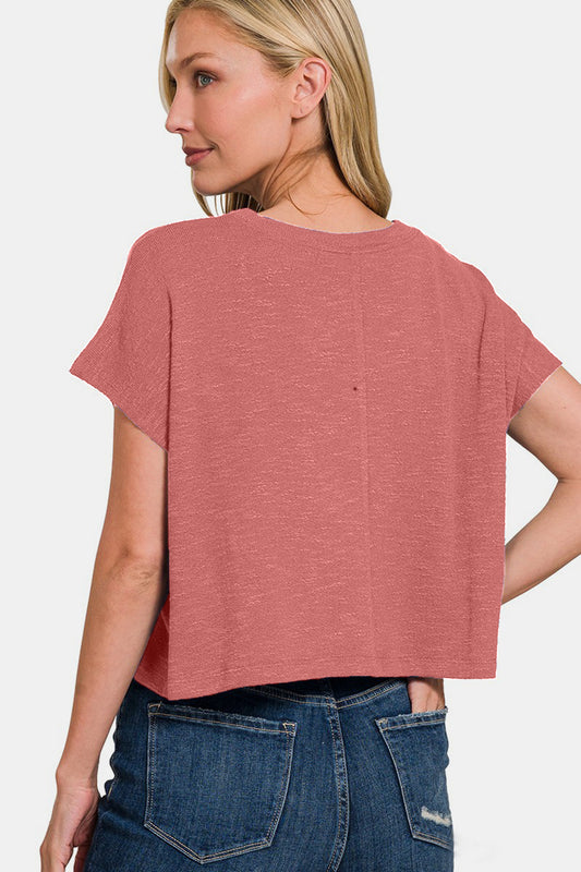 Zenana Round Neck Short Sleeve T-Shirt Apparel/Tops Ship from USA TikTok Tops Trendsi USPS Walmart Walmart Apparel Zenana Trendsi https://www.cyberehub.com