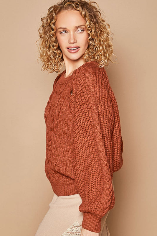 POL Cable Knit Cutout Long Sleeve Sweater Shirt Apparel Clothing Tops POL Ship from USA Shirts USA Women Trendsi https://www.cyberehub.com