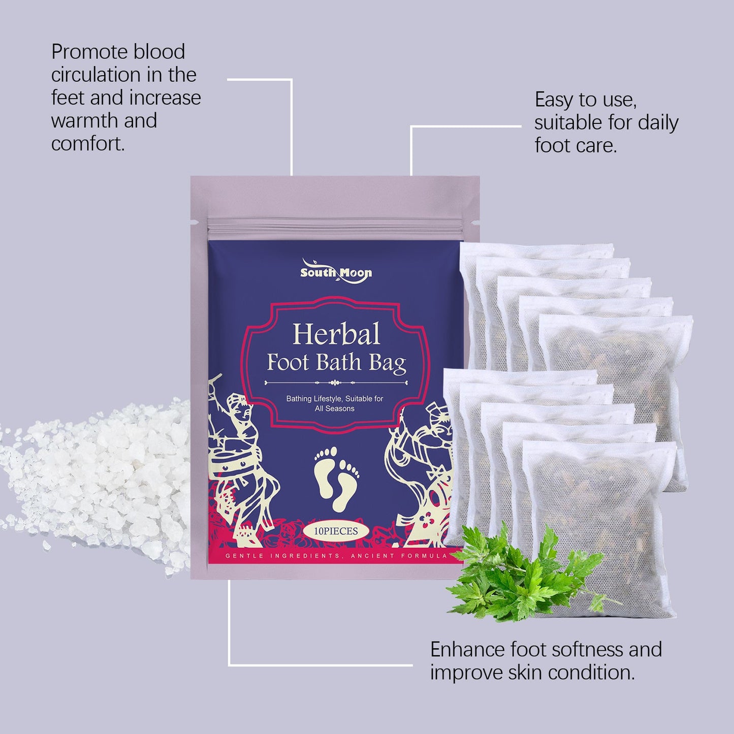 South Moon Herbal Foot Bath Bag Wormwood Extract Foot Soak Pack Gentle Care Foot Bath Health & Beauty Health & Beauty Under 10 UniversalMaax https://www.cyberehub.com