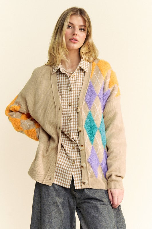 Davi & Dani Argyle V-Neck Dropped Shoulder Cardigan Tops/Jackets/Sweaters Clothing Tops Davi & Dani Ship from USA TikTok Trendsi USPS Walmart Trendsi https://www.cyberehub.com
