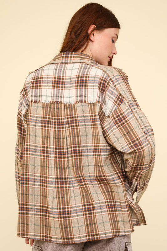 VERY J Contrast Plaid Raw Detail Shirt Tops/Jackets/Sweaters Clothing Tops Ship from USA TikTok Trendsi USPS VERY J Walmart Trendsi https://www.cyberehub.com
