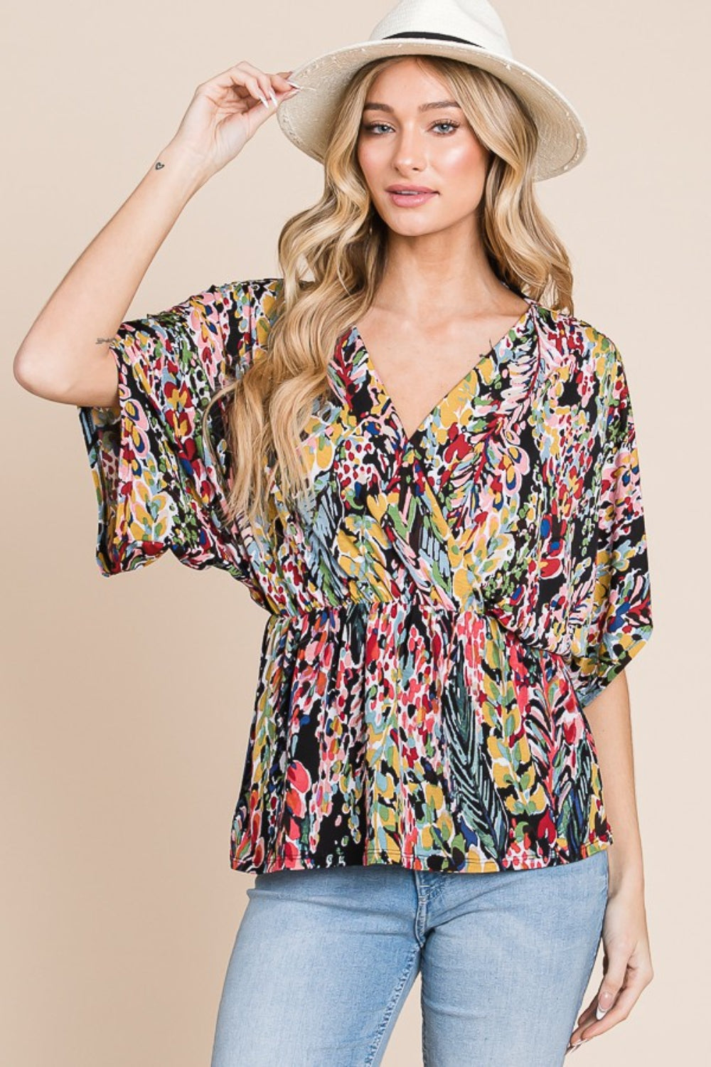 BOMBOM Printed Surplice Peplum Blouse Floral Apparel/Tops BOMBOM Memorial Day Sale Ship from USA TikTok Tops Trendsi USPS Walmart Walmart Apparel Trendsi https://www.cyberehub.com