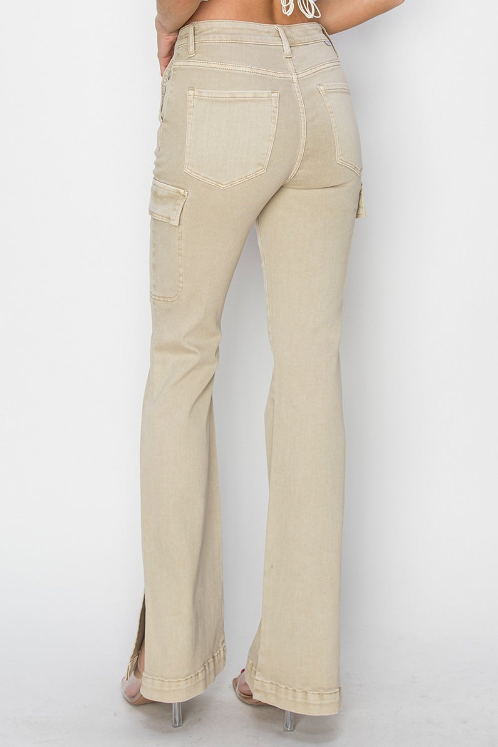 RISEN Full Size High Rise Side Slit Cargo Bootcut Jeans Bottoms Bottoms Clothing Pants RISEN Ship from USA Women Trendsi https://www.cyberehub.com