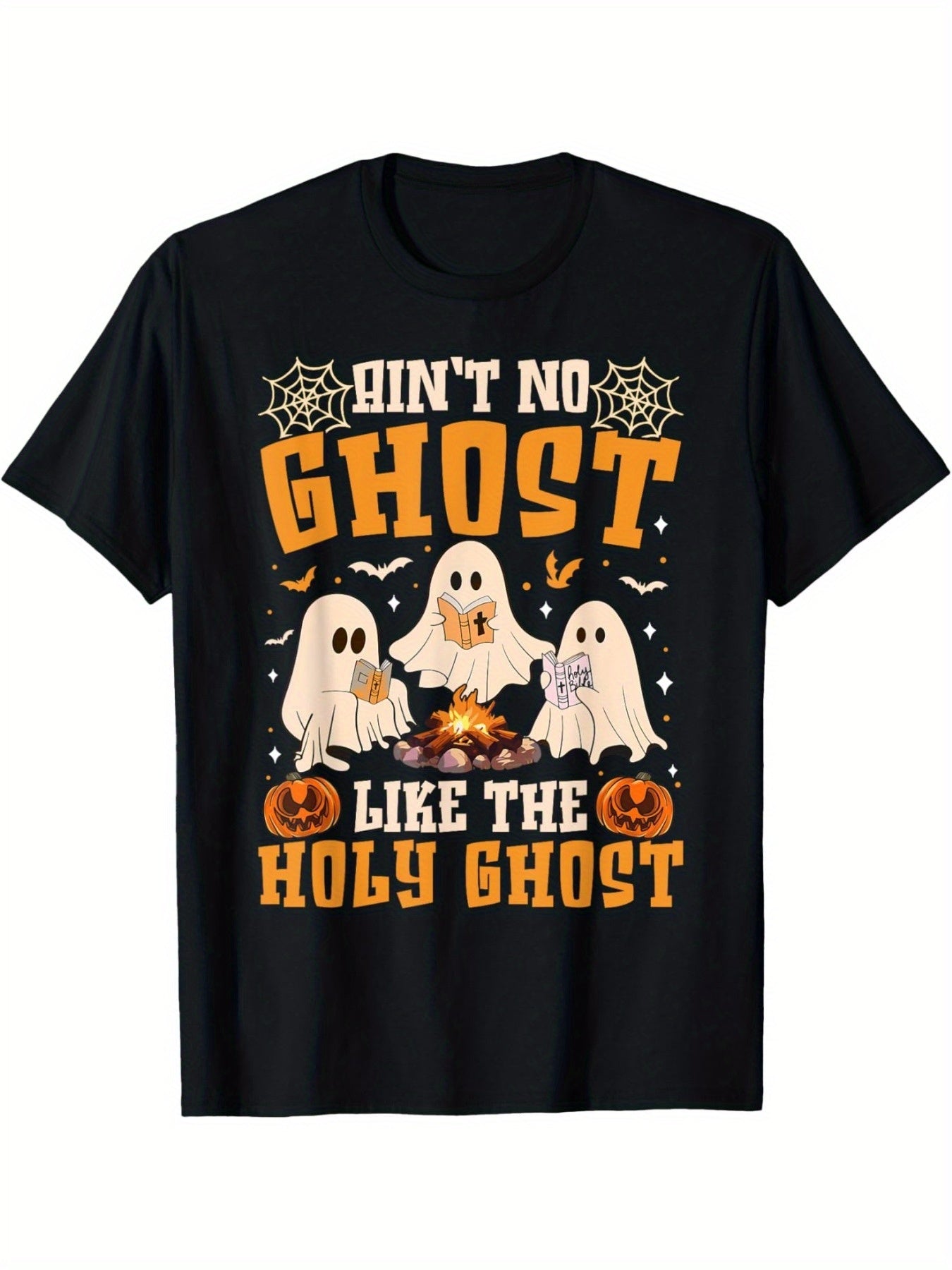 No Ghosts, Fun Like The Holy Spirit. Christian Halloween T-shirt, Fashionable Cotton Youth Men's Short Sleeved Shirt Apparel/Shirt/Graphic Shirt SNULLO https://www.cyberehub.com
