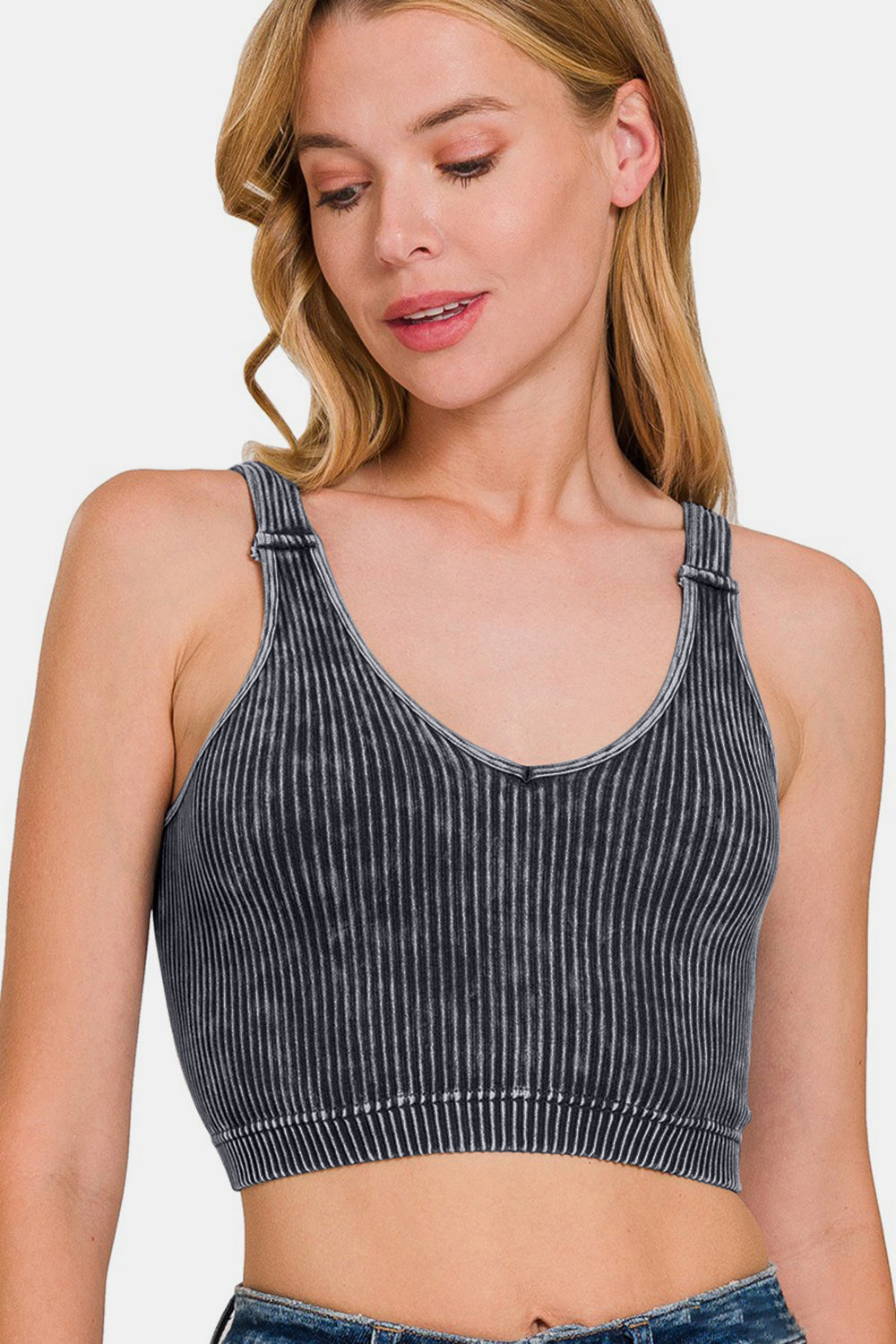 Zenana Washed Ribbed Cropped V-Neck Tank Tops/Jackets/Sweaters Clothing Tops Ship from USA TikTok Trendsi USPS Walmart Zenana Trendsi https://www.cyberehub.com