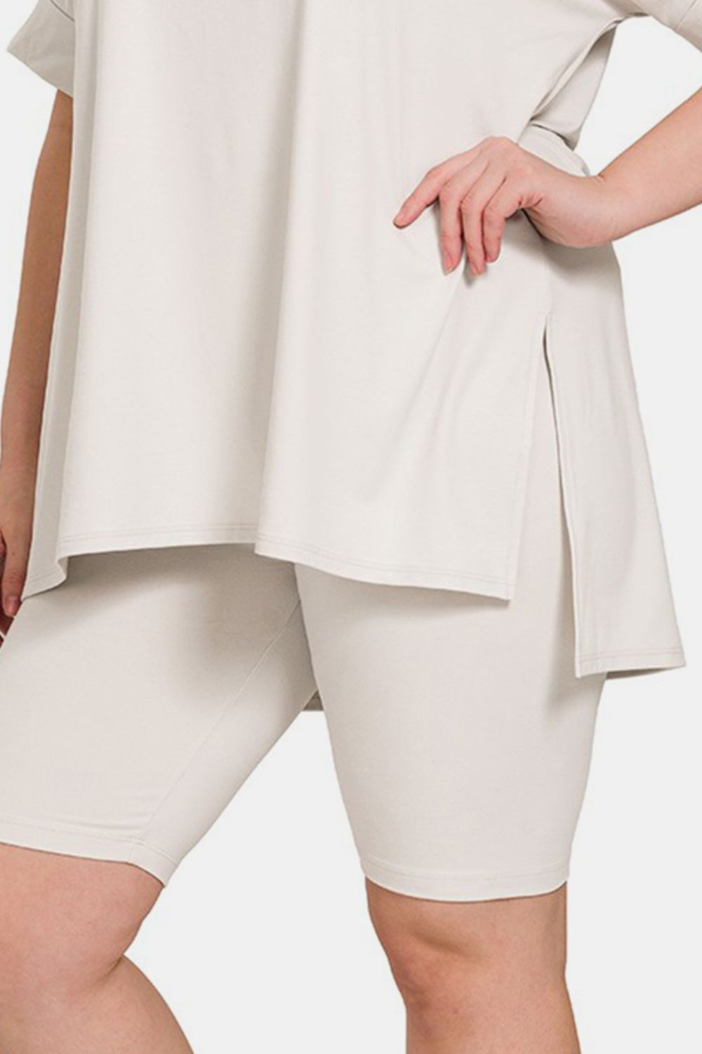 Zenana Full Size V-Neck Short Sleeve Slit T-Shirt and Shorts Set Tops/Jackets/Sweaters Clothing Tops Ship from USA TikTok Trendsi USPS Walmart Zenana Trendsi https://www.cyberehub.com