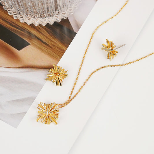 Starburst Gold-Plated Earrings and Necklace Set H.C Ship from USA TikTok USA Trendsi https://www.cyberehub.com