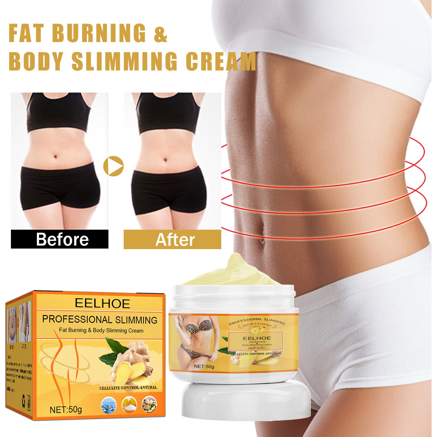 EELHOE Ginger Weight Loss Cream Slimming Fat Burning Body Weight Loss Cream Health Beauty CJ USa USPS Muqe https://www.cyberehub.com
