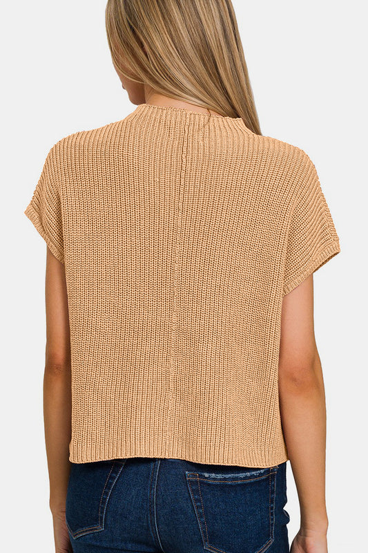 Zenana Mock Neck Short Sleeve Cropped Sweater Shirt Apparel Clothing Tops Ship from USA Shirts USA Women Zenana Trendsi https://www.cyberehub.com