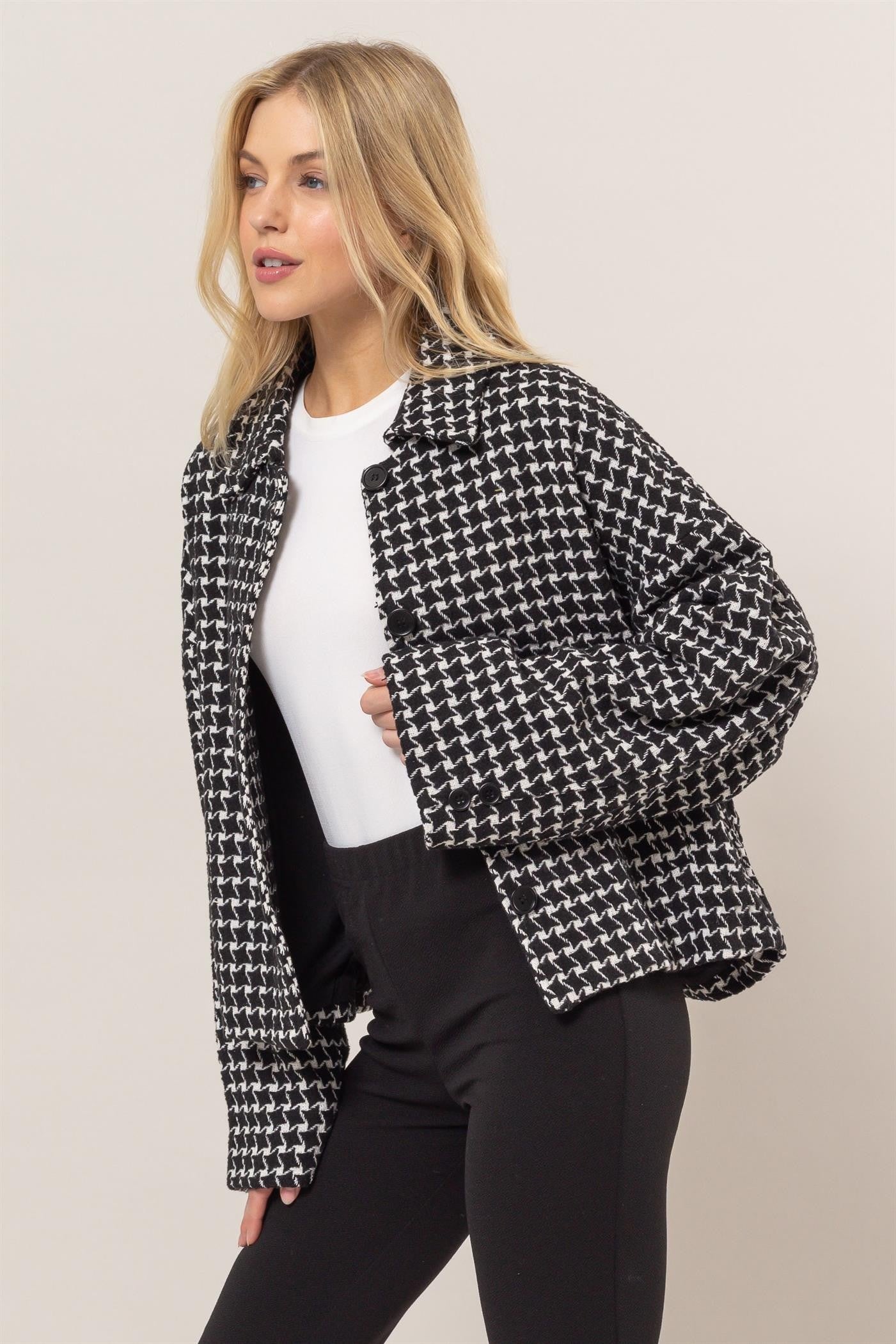 HYFVE Tweed Plaid Button Up Collared Neck Jacket Tops/Jackets/Sweaters Clothing Tops HYFVE Ship from USA TikTok Trendsi USPS Walmart Trendsi https://www.cyberehub.com