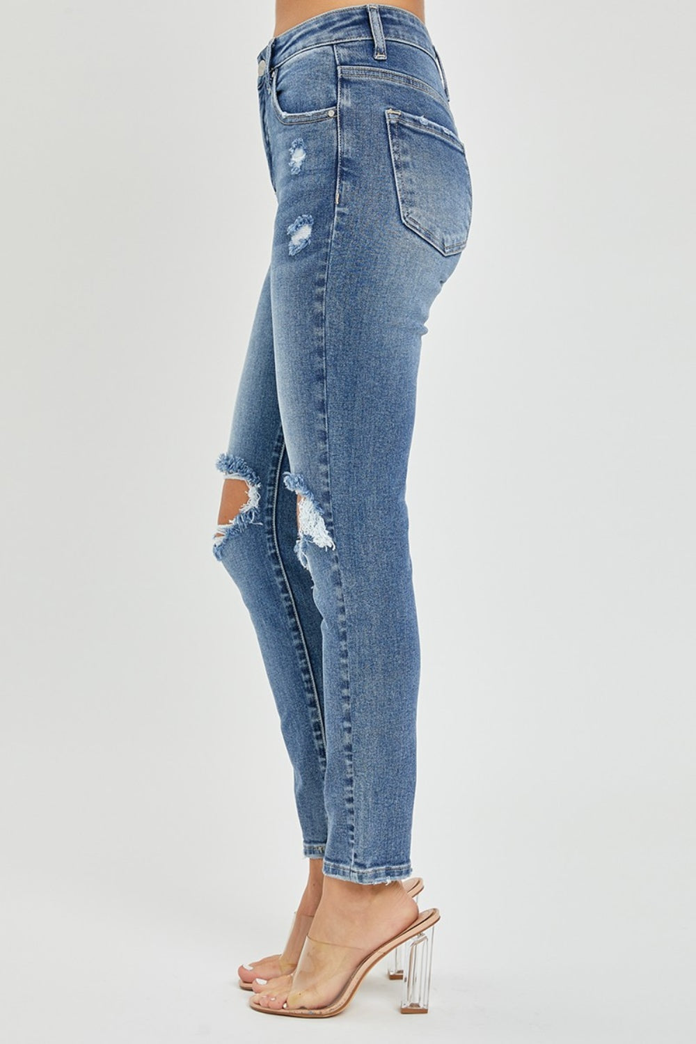 Risen Full Size High Rise Knee Distressed Skinny Jeans Bottoms Bottoms Clothing Pants RISEN Ship from USA Women Trendsi https://www.cyberehub.com