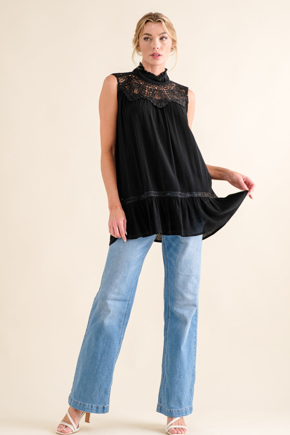 And The Why Lace Detail Sleeveless Ruffled Top Tops/Jackets/Sweaters And The Why Clothing Tops Ship from USA TikTok Trendsi USPS Walmart Trendsi https://www.cyberehub.com