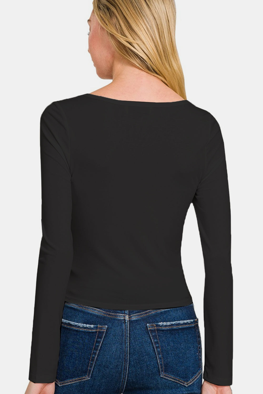 Zenana Square Neck Fitted Long Sleeve T-Shirt Tops/Jackets/Sweaters Clothing Tops Ship from USA TikTok Trendsi USPS Walmart Zenana Trendsi https://www.cyberehub.com