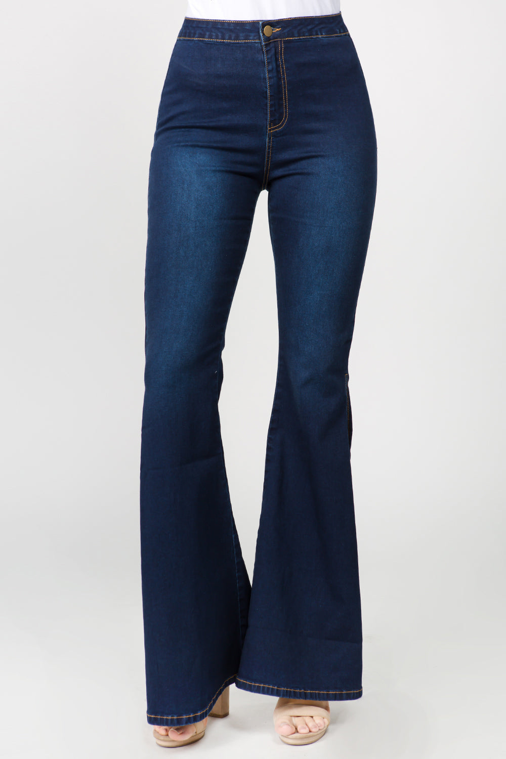 American Bazi Side Slit Flare Jeans DK Blue Bottoms American Bazi Bottoms Clothing Pants Ship from USA Women Trendsi https://www.cyberehub.com