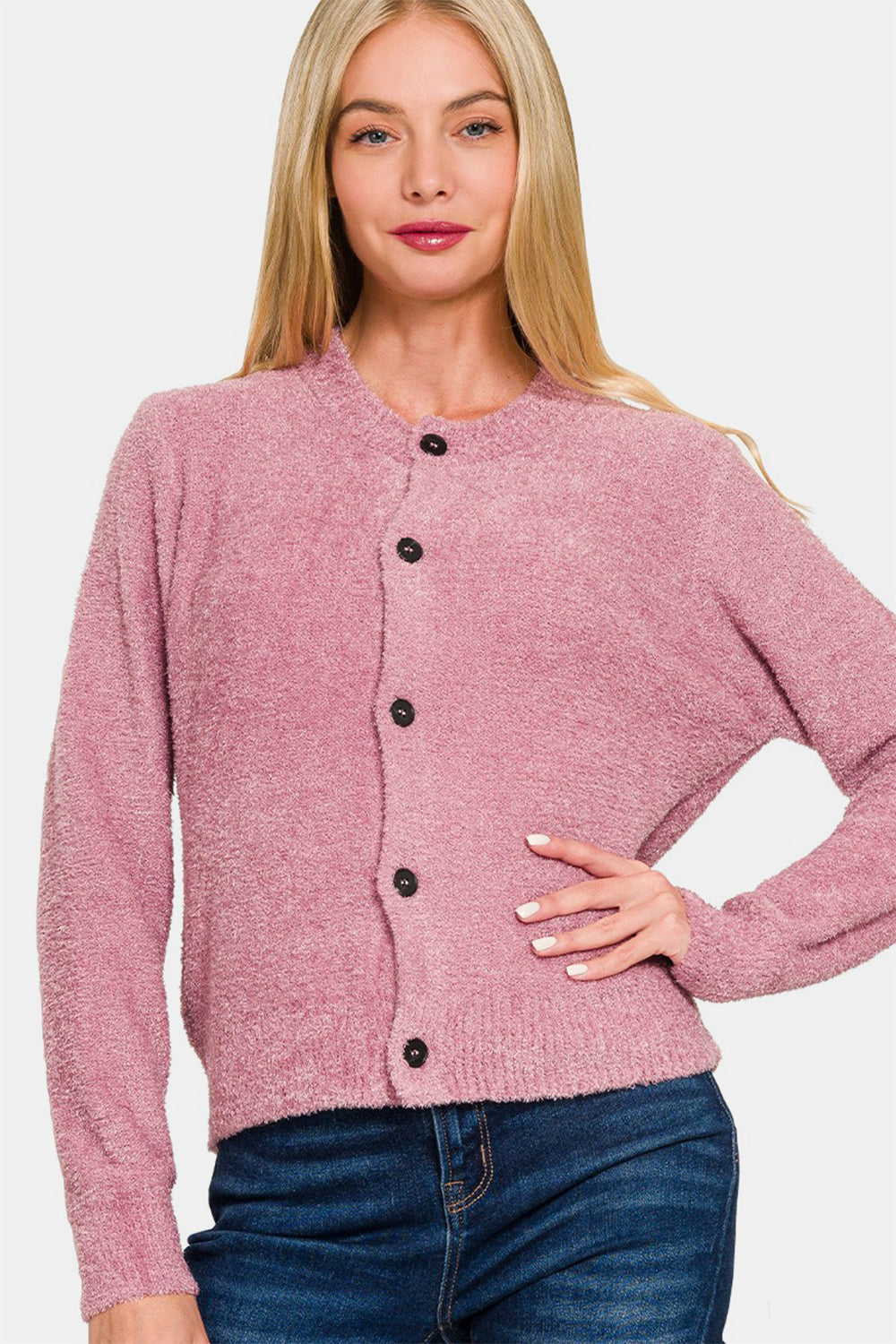 Zenana Button Down Long Sleeve Sweater Cardigan Shirt Apparel Clothing Tops Ship from USA Shirts USA Women Zenana Trendsi https://www.cyberehub.com