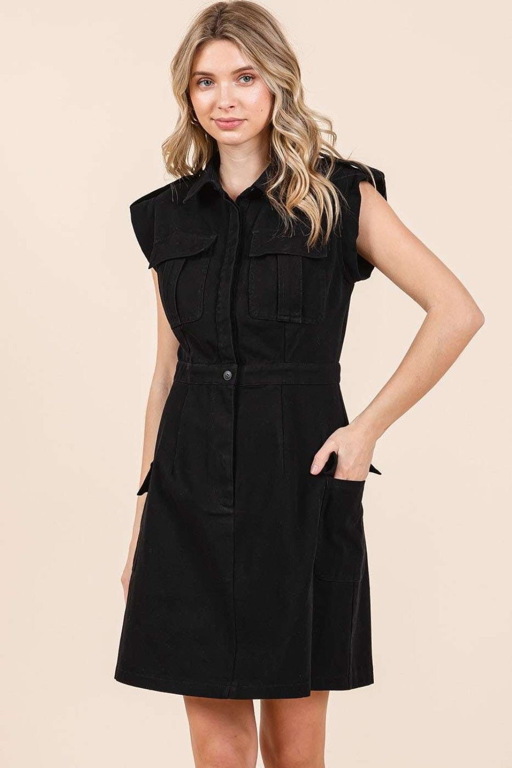 Mittoshop Cargo Pocket Half Button Mini Dress Apparel/Dress Dress Mittoshop Ship from USA TikTok Trendsi USPS Walmart Walmart Apparel Trendsi https://www.cyberehub.com