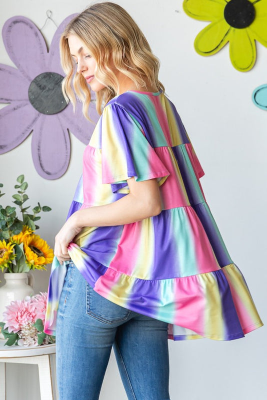 Heimish Full Size Short Sleeve Striped Tiered Top Apparel/Tops Heimish Ship from USA TikTok Tops Trendsi USPS Walmart Walmart Apparel Trendsi https://www.cyberehub.com