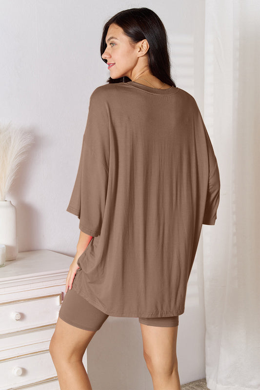 Basic Bae Full Size Soft Rayon Three-Quarter Sleeve Top and Shorts Set Apparel/Tops Basic Bae Ship from USA TikTok Tops Trendsi USPS Walmart Walmart Apparel Trendsi https://www.cyberehub.com