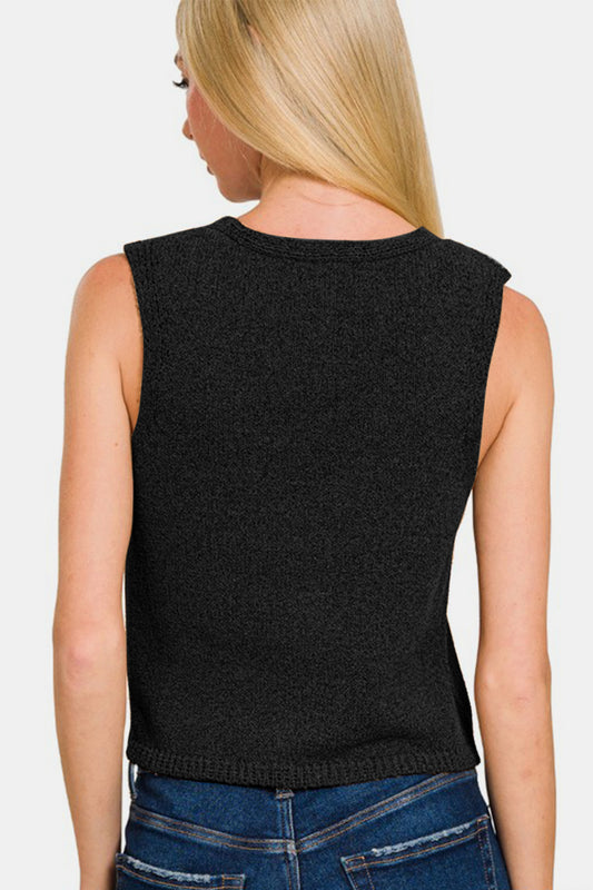 Zenana Hook and Eye Closure V-Neck Sweater Vest Apparel Apparel Ship from USA TikTok Trendsi Zenana Trendsi https://www.cyberehub.com