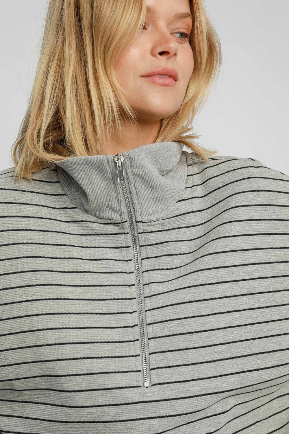 Umgee Striped Half Zip Short Sleeve Sweatshirt Apparel/Tops Ship from USA TikTok Tops Trendsi Umgee USA USPS Walmart Walmart Apparel Trendsi https://www.cyberehub.com