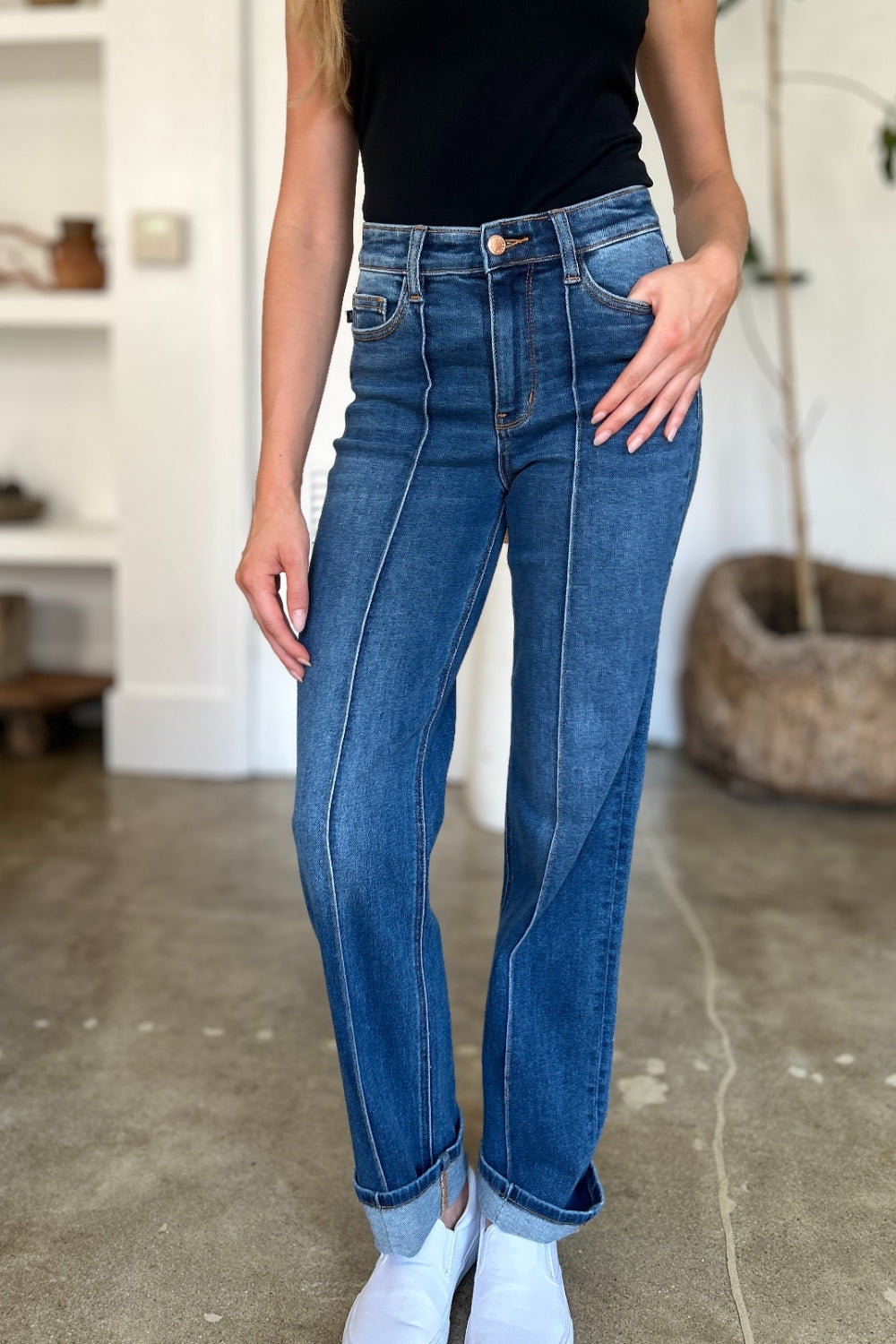 Judy Blue Full Size High Waist Front Seam Detail Straight Jeans Bottoms Bottoms Clothing Judy Blue Ship from USA Women Trendsi https://www.cyberehub.com