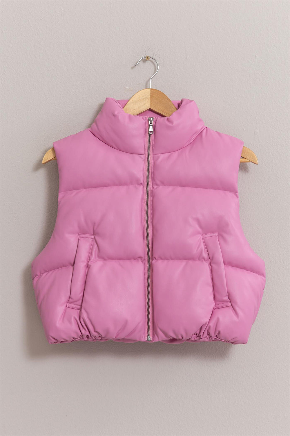 HYFVE Leather Zip Up Cropped Puffer Vest Shirt Apparel Clothing Tops HYFVE Ship from USA Shirts USA Women Trendsi https://www.cyberehub.com