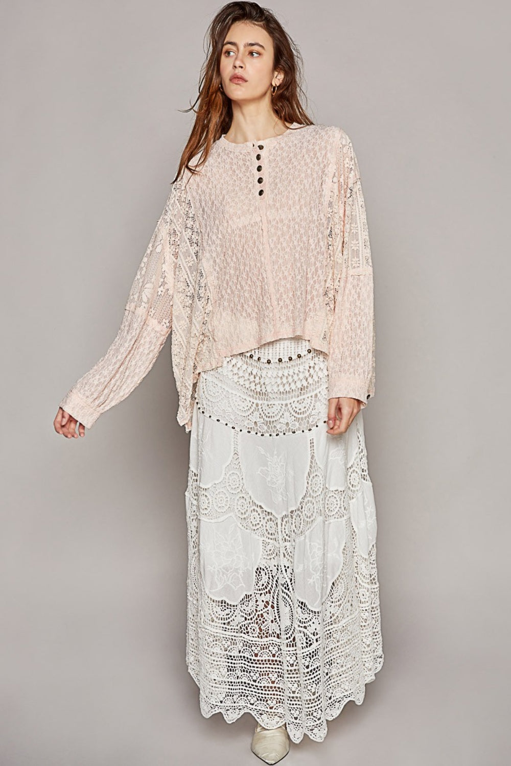 POL Round Neck Long Sleeve Raw Edge Lace Top Apparel/Tops POL Ship from USA TikTok Tops Trendsi USPS Walmart Walmart Apparel Trendsi https://www.cyberehub.com
