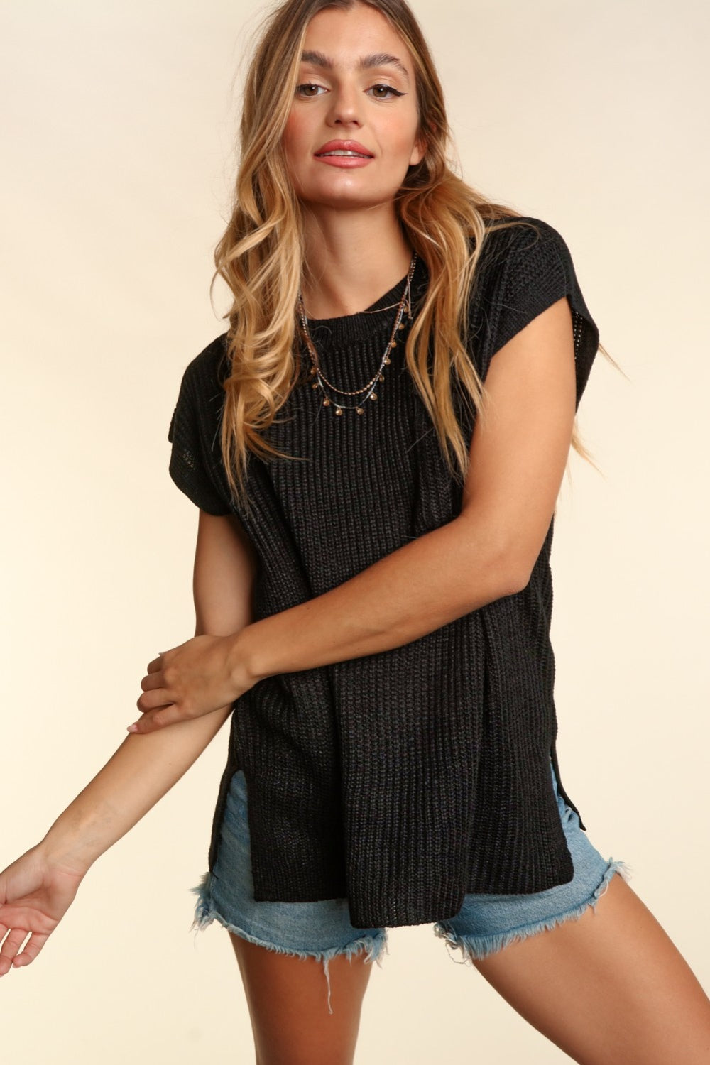 Haptics Pocketed Round Neck Cap Sleeve Knit Top Shirt Apparel Clothing Tops Haptics Ship from USA Shirts USA Women Trendsi https://www.cyberehub.com