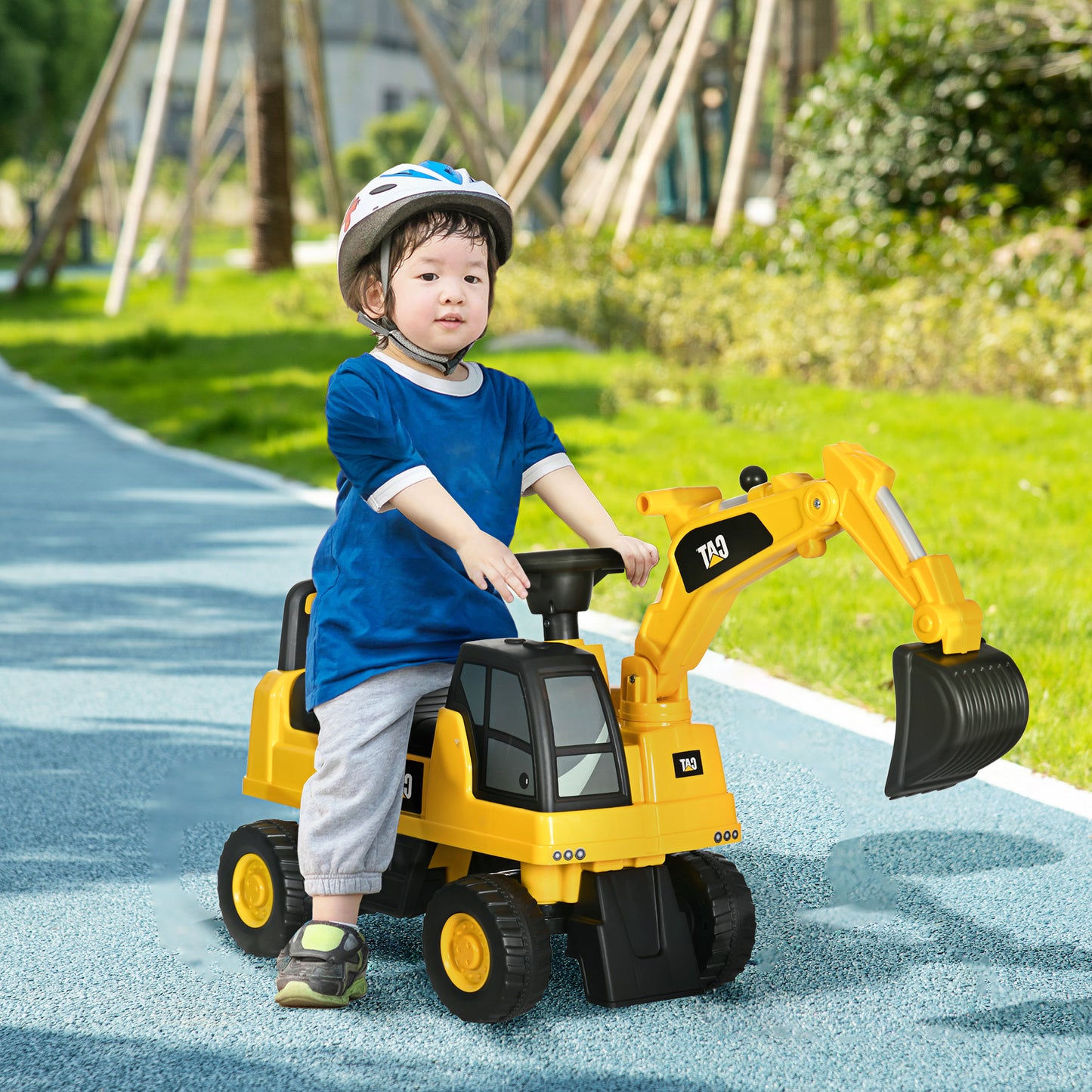 Aosom Excavator Ride on Toy, CAT Licensed Kids Manual Pedal Ride on Excavator with Manual Shovel, Horn, Hidden Storage for 18-36 Months Boys and Girls, Yellow Car Giga GNJ Toys Walmart Giga https://www.cyberehub.com