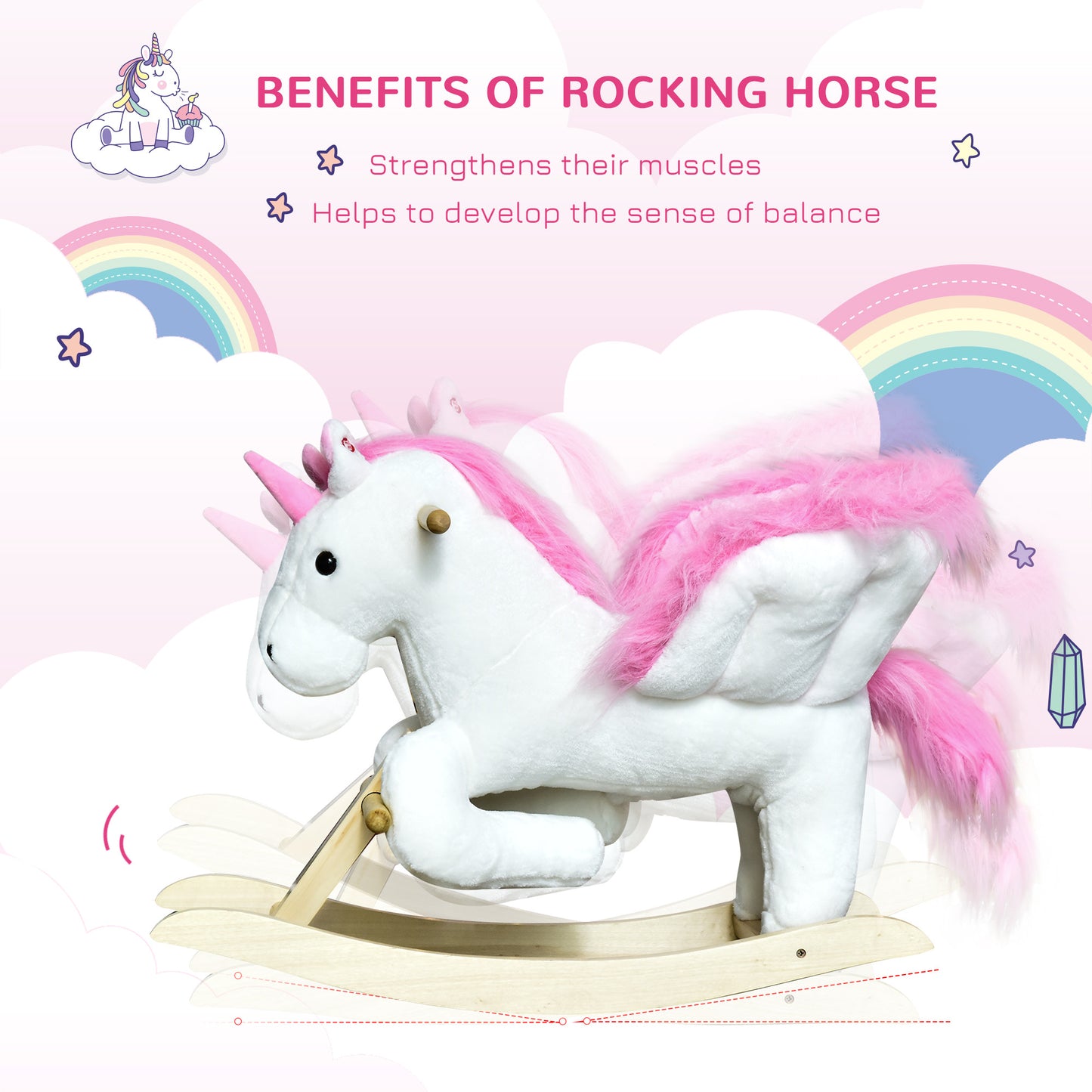 Unicorn Baby Rocking Horse Toy for Kids with Lullaby Song, Plush Ride on Horse with Heavy-Duty Support System, Interactive Toy Pretend Play Toy for Toddlers Car Giga GNJ Toys Walmart Giga https://www.cyberehub.com