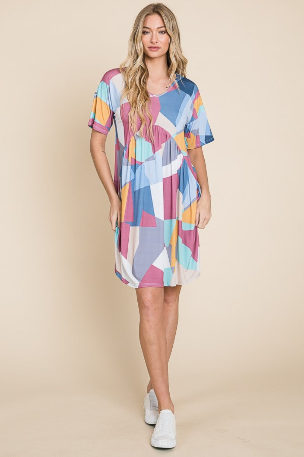 BOMBOM Ruched Color Block Short Sleeve Dress Apparel/Dress BOMBOM Dress Ship from USA TikTok Trendsi USPS Walmart Walmart Apparel Trendsi https://www.cyberehub.com