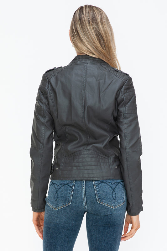 Snobbish PU Leather Biker Jacket with Side Zip Pockets Apparel Featured Ship from USA Snobbish Tiktok Trendsi USA USPS Walmart Trendsi https://www.cyberehub.com