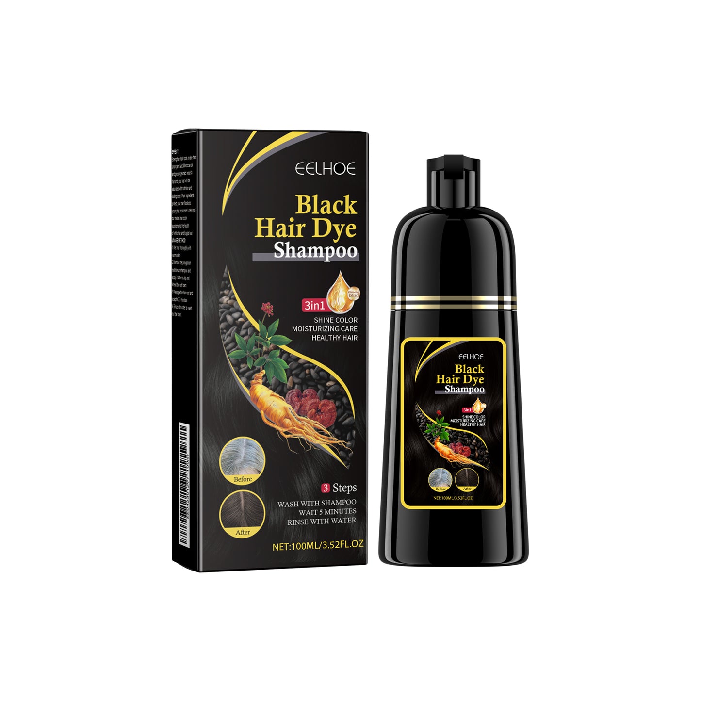 EELHOE Black Hair Shampoo, Multiflorum Essence Moisturizing Nourishing Cleansing Repairing Black And Smooth Hair Shampoo Black Health Eprolo https://www.cyberehub.com