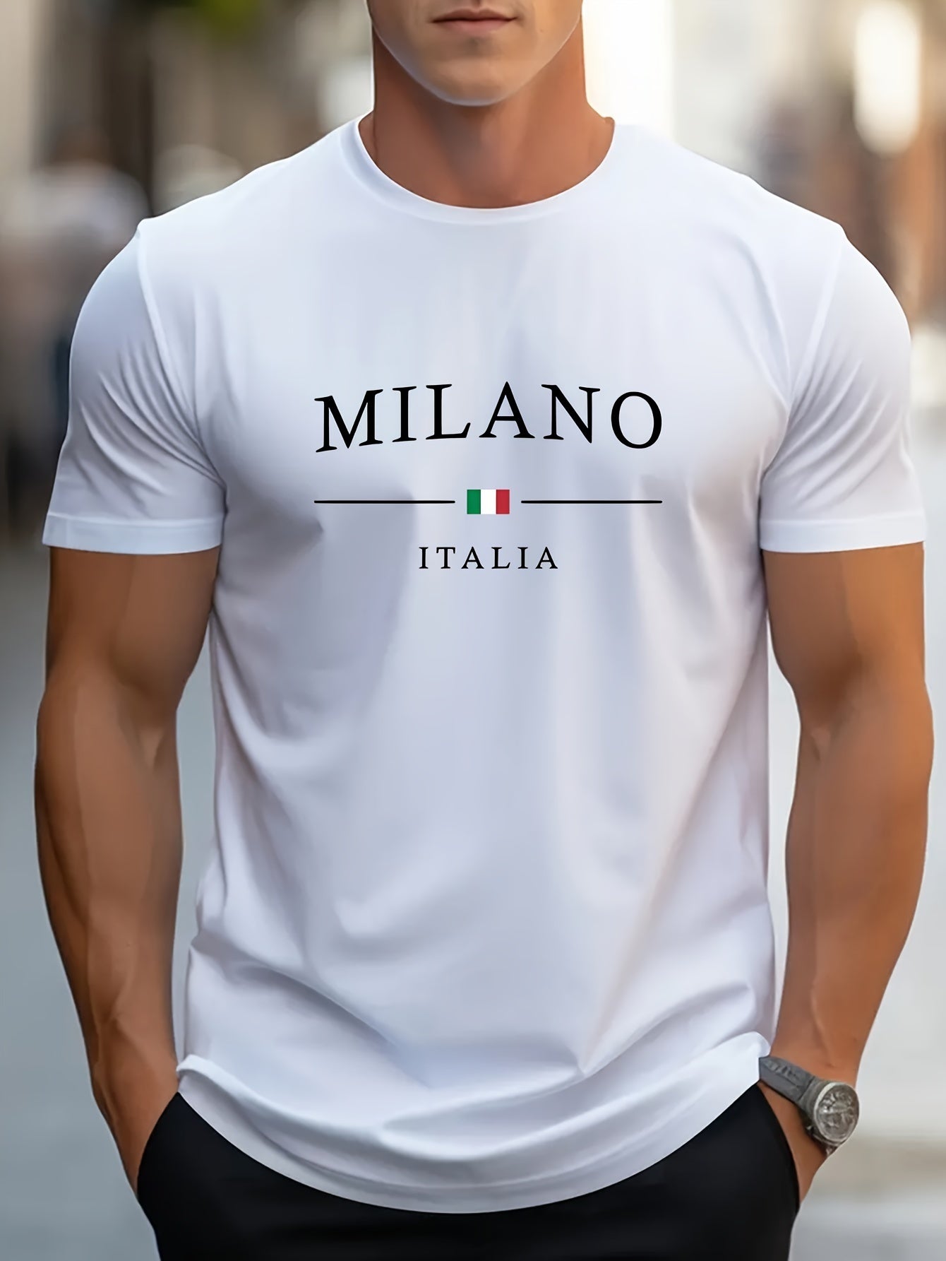 Milano Patterned Printed Men's T-shirt, Comfortable And Elastic Round Neck T-shirt, Perfect For Summer Outdoor Activities, Fashionable Streetwear, Men's Casual Tops Apparel/Shirt/Graphic Shirt SNULLO https://www.cyberehub.com