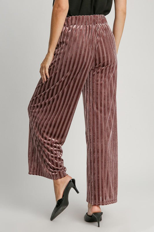 Umgee Full Size Elastic Waist Striped Wide Leg Velvet Pants Apparel Apparel Ship from USA TikTok Trendsi Umgee USA Trendsi https://www.cyberehub.com
