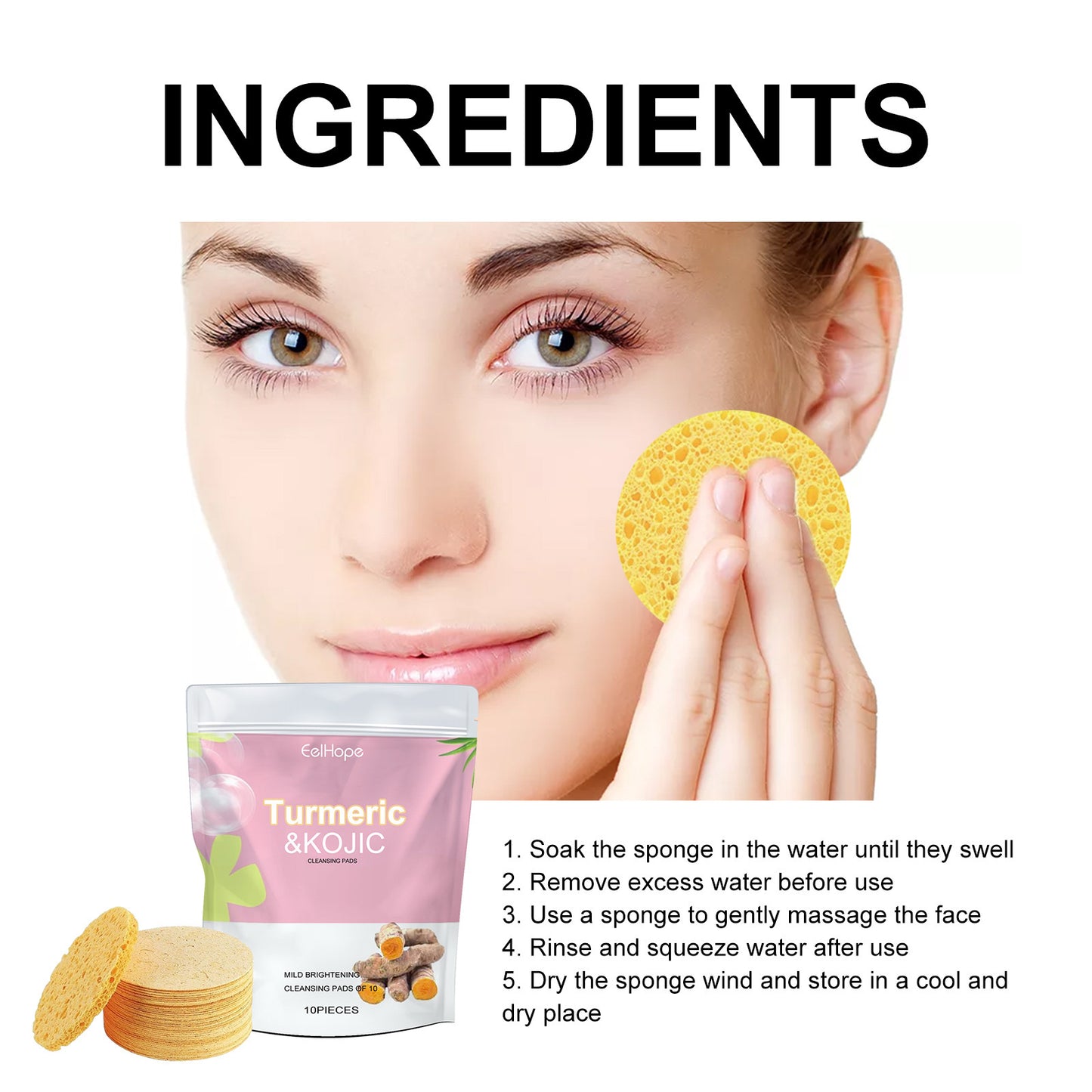 EelHope Turmeric & Kojic Cleansing Pads, Deep Clean Delicate Pores Reduce Acne Spots Facial Skin Brightening Health Eprolo https://www.cyberehub.com