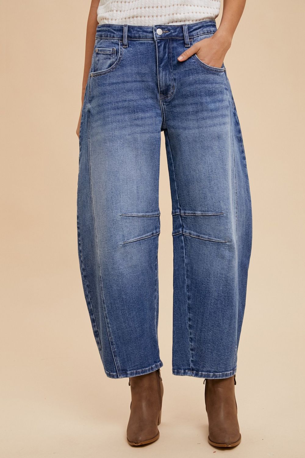 Annie Wear Mid Rise Barrel Leg Jeans with Pockets Apparel Annie Wear Apparel Ship from USA TikTok Trendsi Trendsi https://www.cyberehub.com